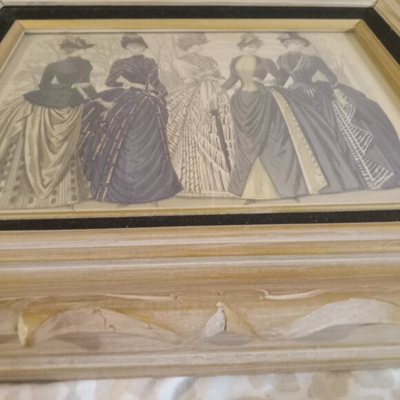 VTG Wood Framed Print Les Modes Parisiennes Peterson's Magazine - Picture 3 of 10